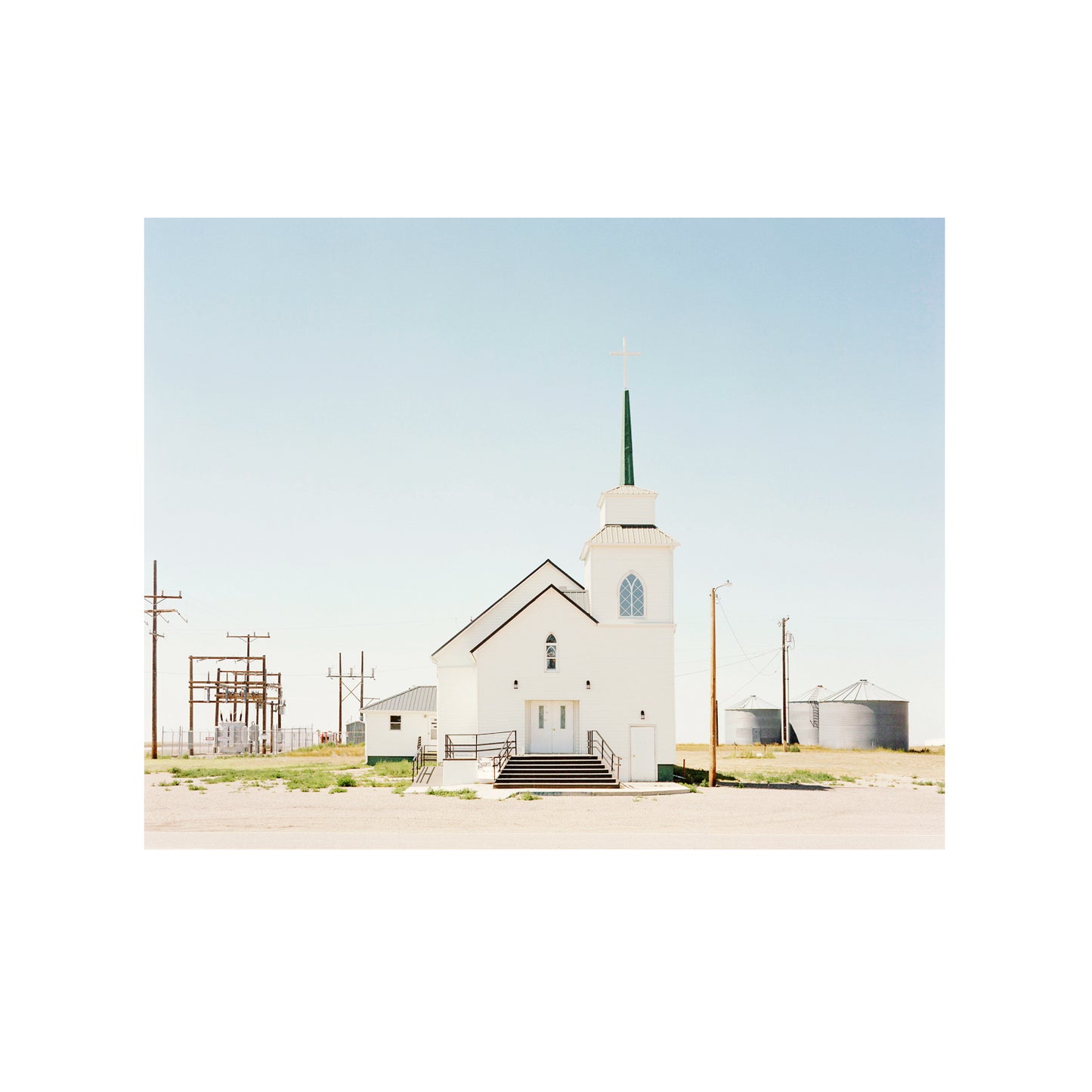 Church, Power Lines and Grain Silos, MT 2022